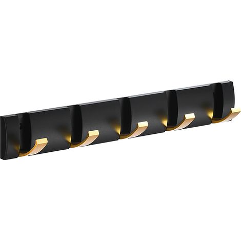 Gancho de pared invisible y plegable, juego de 5 piezas, aluminio, 40 cm, negro, para percheros y tendederos. (1/5)