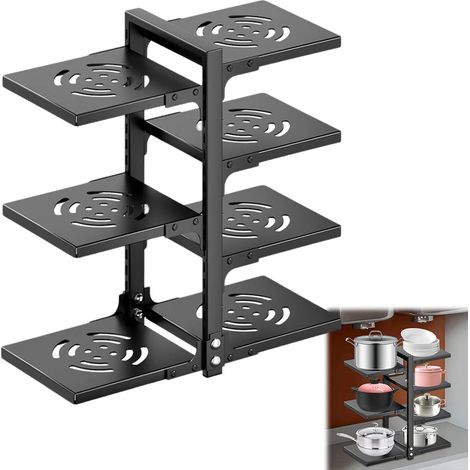 Rangement casseroles 7 niveaux réglables en acier inoxydable, étagère sous évier pour poêles, cuiseur à riz et épices (1/5)