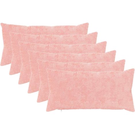 Federa 6 pz HEERLEN Rosa 40 x 80 cm Pelliccia di Coniglio Finta vidaXL (1/5)