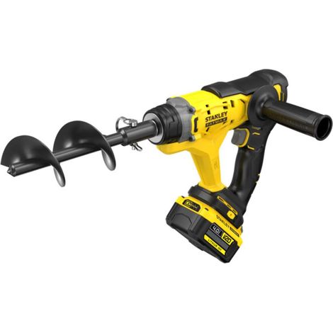 ST, SFMCGA75M1, barrena para tierra inalámbrica, perforación de suelos y jardinería, batería V20 4,0Ah incluida, broca 76x155mm, motor potente, negro con rojo (1/2)