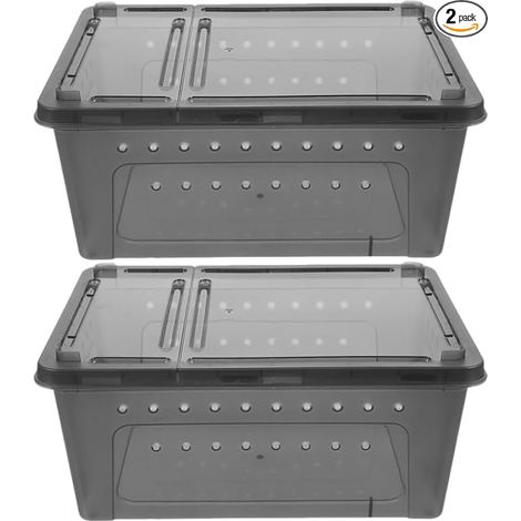 Boîte d'alimentation pour Reptiles 2 Pièces Terrarium pour Araignée Transparent avec Trou Respirant Conteneur pour Geckos Et Petits Reptiles Facile À Observer Et À Nettoyer (1/5)
