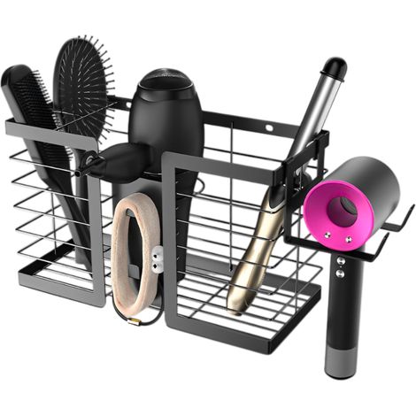 Support pour sèche-cheveux sans perçage, support mural pour sèche-cheveux sans perçage, boîte de rangement pour salle de bain, support pour sèche-cheveux en forme de T pour salles de bain d'hôtels (1/5)