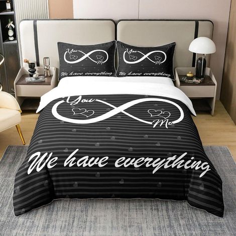 Bettwäsche-Set 220x240cm 100% Baumwolle mit Spruch für Paare