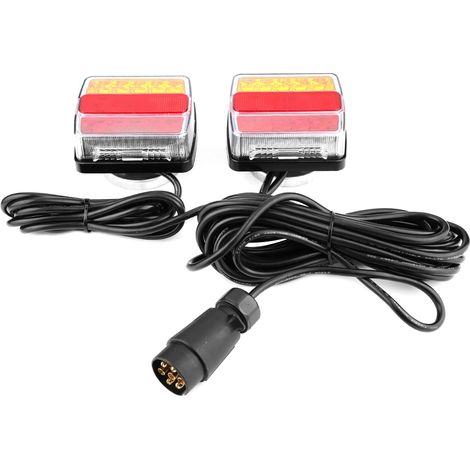 Feux LED 12V Magnétiques Indicateur de Sécurité pour Remorque Camion Voiture - Paire de Feux Arrière (1/4)