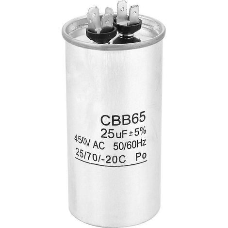 Condensateur CBB65 25UF 450V à boîtier en aluminium, antidéflagrant, pour moteur de climatisation (1/4)