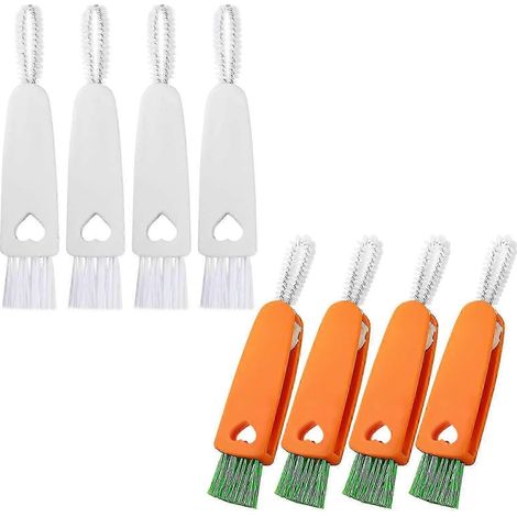Ensemble de 8 brosses de nettoyage 3 en 1 pour couvercles de tasses - Nettoyeur multifonction pour bouchons et couvercles de bouteilles, format pliable en forme de carotte (1/5)