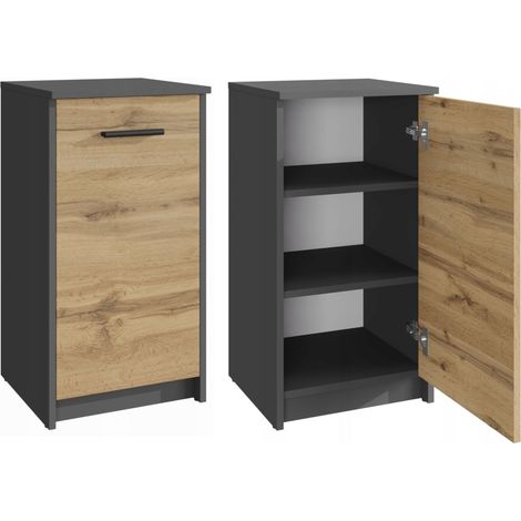 Cassettiera BODO 1D ANTRACITE-WOTAN con ripiano da 40 cm, 1 anta e 2 ripiani per vestiti.