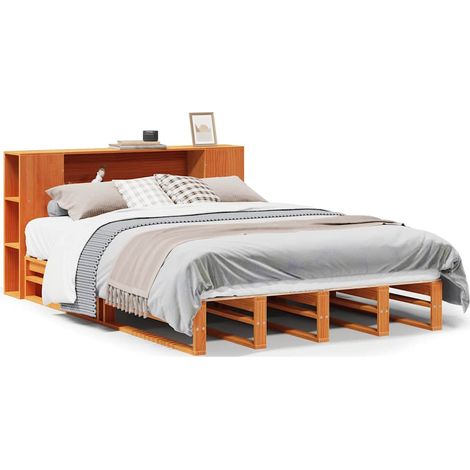 Maison Exclusive - Massivholzbett ohne Matratze Wachsbraun 150x20