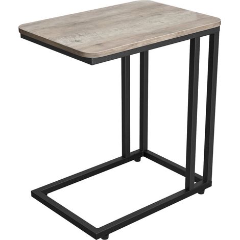 Bout de canapé table basse petite desserte mobile table de chevet table anguleuse pour tasses de café tablette montage facile cadre métallique avec roulettes vintage gris (1/3)