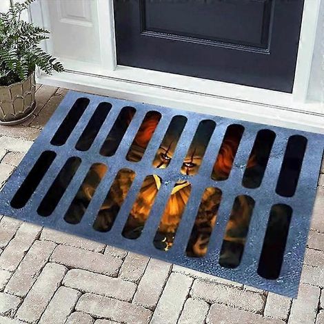 3D Checkered Floor Mat Halloween Clown Door Mat Sewer Clown Visual Vertigo Carpet Three-Dimensional Vortex Floor Mat Stephen King's It-9 60 90cm (1/5)