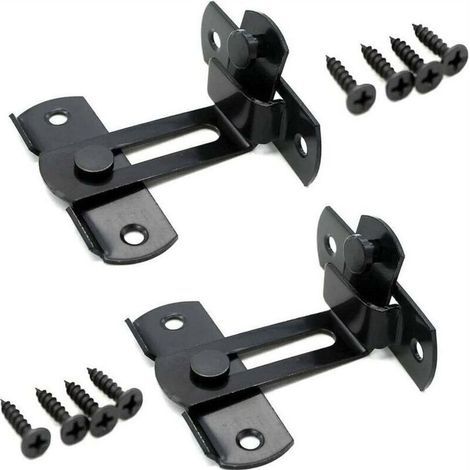 Boucle de porte antivol boucle de porte loquet d'angle boucle de porte serrure de porte coulissante-90 degrés, noir, 76.2cm, 2pcs (1/4)