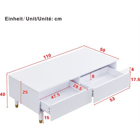 tavolo soggiorno 110x50x40 LED cassetti moderno bianco OKMYHOME (1/2)