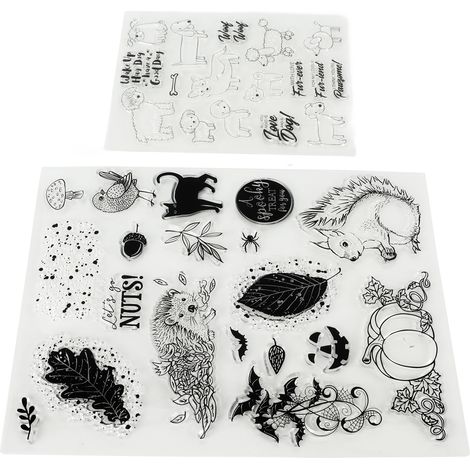 2 tampons transparents motifs Citrouille et Chien Berger, TPR pour scrapbooking et cartes décoratives DIY (1/5)