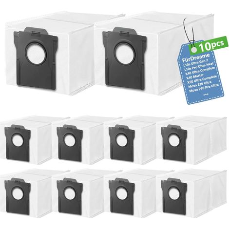 10 Staubbeutel für Dreame l40s pro ultra/L10s Ultra Gen 2/Gen 3,für Dreame X40/X50/L40S/L10/X20/X30/L50/Aqua10 Ultra,für Mova P50/E30/Z60/P10/V50 Roboter Staubsauger (Gray) (1/5)