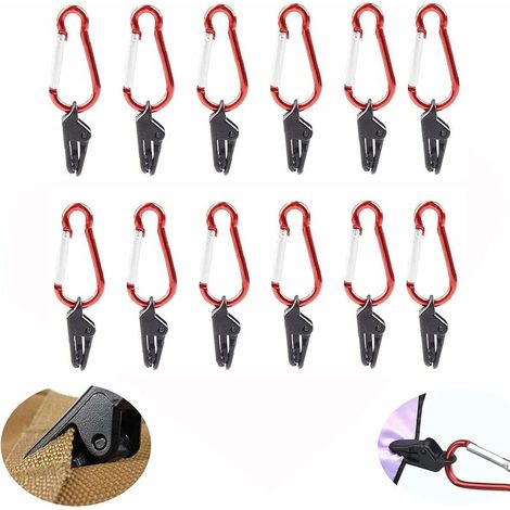 12 Pièces Pince Bâche Clip Tente Alliage, Coupe-Vent Clip Bâche Réutilisable, Réutilisable Clip pour Auvent, pour Couverture Tente, Trampoline (1/5)