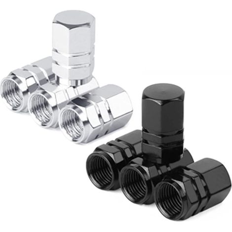 Bouchons de Valve de Pneu 8PCS Bouchons de Valve de Roue en Alliage d'Aluminium Argent Noir Bouchons Anti-poussière Couverture de la Valve pour Moto Voiture Vélo (1/5)
