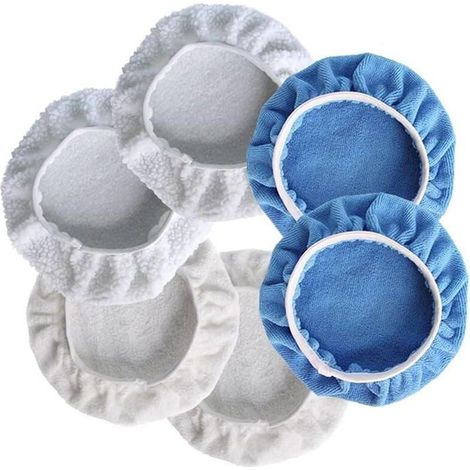Juego de 6 fundas de microfibra para pulir el capó del coche, para máquinas pulidoras, tamaño 230-250 mm, disponible en varios colores, para caseta de jardín. (1/4)
