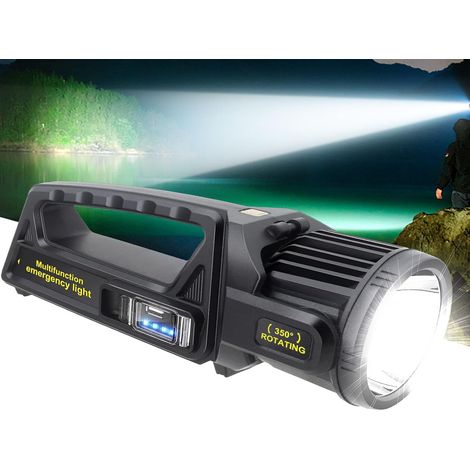 1450000 L Scheinwerfer, wiederaufladbare LED-Taschenlampe mit 350° drehbarem Kopf, 9 Leuchtmodi, superhelle Spotlampe für den Außenbereich, IPX6 wasserdichte Solar-Taschenlampe für Notfälle, XXL (1/5)