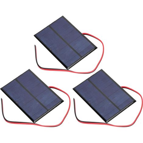 Mini Panneau Solaire, 3 Pièces Polysilicium 5V 1W 200mA 2mm Panneau Solaire époxy 100 X 70 + 30cm Ligne Rouge et Noire pour L'énergie Solaire, Bricolage Maison, Projets Scientifiques Jouets (1/5)