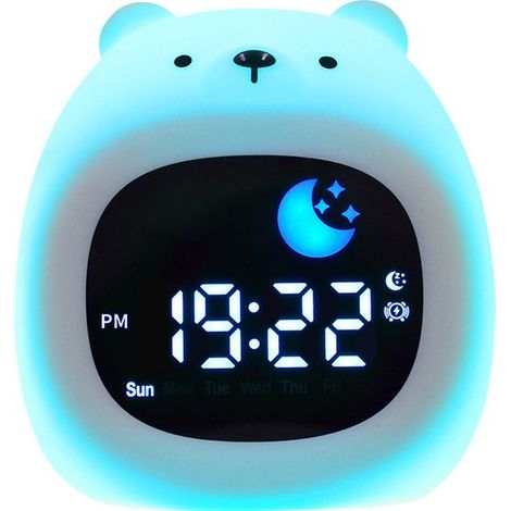 Sveglia per bambini con luce notturna, ricaricabile e rumore bianco, ideale per imparare a dormire. Funziona con i bambini.