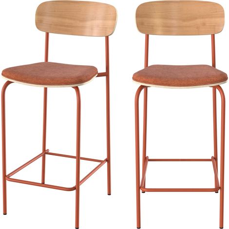 Lot de 2 chaises pour îlot central en tissu terracotta 65 cm - ALBA