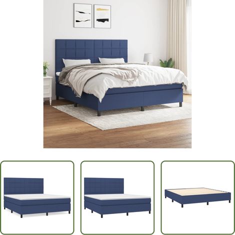 vidaXL Kopfteil - Boxspringbett mit Matratze Blau 160x200 cm Stoff (1/5)