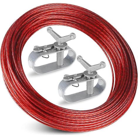 Câble et 2 treuils pour couverture de piscinecâble en acier gainé de plastiqueressort en aluminiumcliquet pour la fixation (1/5)