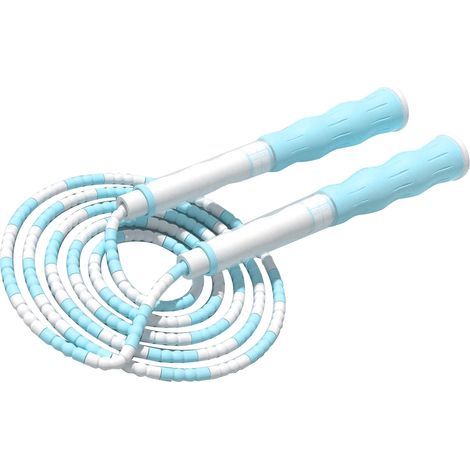 Children's jump rope, adjustable length, high flexibility, non-slip handle, beads, for home and school exercise, blue (1/5)
