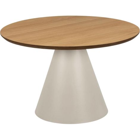 Table basse ronde en bois et métal grège D65 - GIROLLE (1/4)