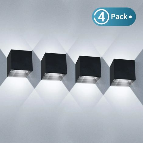 Lot de 4 Lampes Murales LED 12W Intérieur/Extérieur, Projecteur Orientable Haut/Bas, Faisceau Réglable 2700-3000K Blanc Froid (1/5)