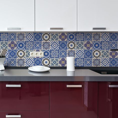 Sticker Mural Carrelage adhésif Cuisine Salle de Bain - 9 STICKERS CARRELAGES AZULEJOS CAMILA - 9stickers10x10cm (1/5)