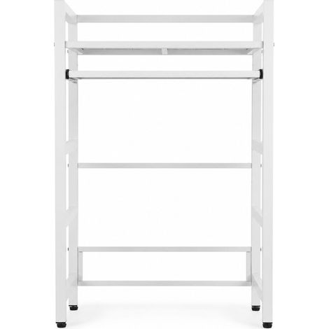 Jiubiaz Scaffale per Lavatrice in Metallo Regolabile con Ripiano Scorrevole Carico Ripiano Superiore 300 kg - Bianco (1/5)