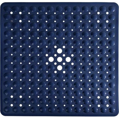 Alfombrilla de ducha antideslizante con ventosas - 53 x 53 cm - Material de PVC - Resistente al moho y lavable a máquina - Transparente - Blanca (1/5)