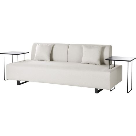 Sofa 3 Seater SOKNA Fabric Light Beige with Tables