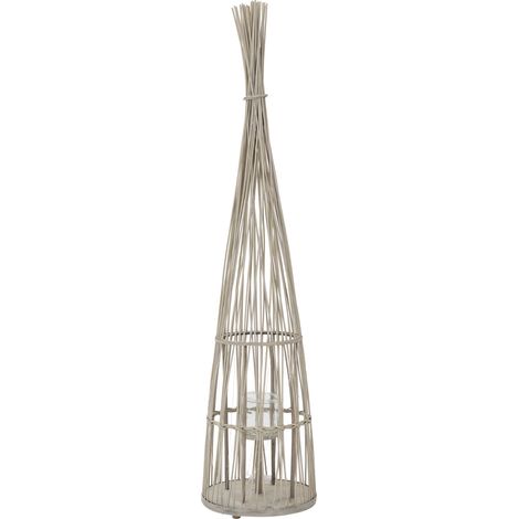 ECD Germany Linterna de Bambú con Guirnalda de Luces LED a Pilas e Inserto de Cristal, 150 cm, Portavelas de Madera, Farolillo Boho, Lámpara Interior/Exterior Decorativo para Jardín, Terraza, Balcón