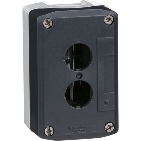 Boîtier de bouton-poussoir Schneider Electric Harmony XALD, 2 découpes, en Plastique Gris, Ø 22mm ( Prix pour 1 ) (1/3)
