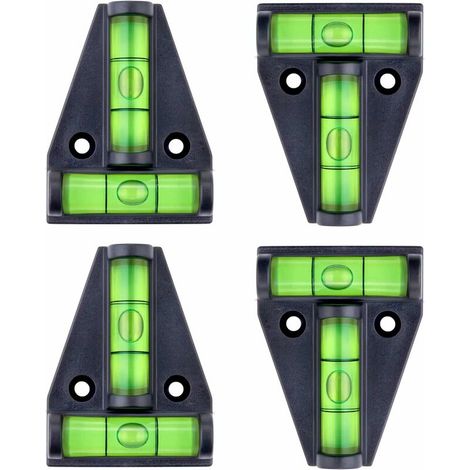 Spirit level, small magnetic T-shaped spirit level with 2 leveling bubbles. Set of 4, for RV accessories, stabilizers, cameras or other equipment leveling (1/4)