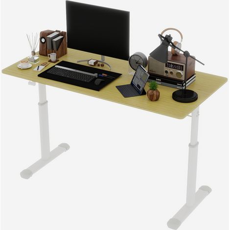 Bureau réglable en hauteur à manivelle pour enfant et adulte, compact, stable, en bois et métal, pour bureau à domicile et étude, style épuré CHICFURN (1/5)