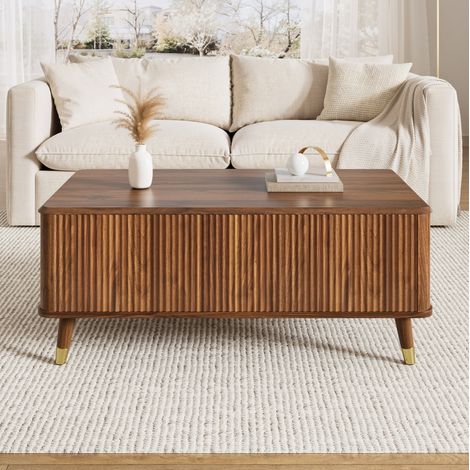 Tavolino elevabile 97x52x56,5 cm in MDF effetto noce con vano contenitore FloraGrace (1/5)