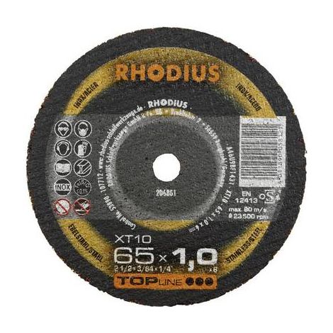 DISQUE À TRONÇONNER DROIT RHODIUS XT10 MINI 206801 65 MM 6 MM 1 PC(S) (1/3)