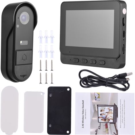 Sonnette sans fil avec écran IPS de 4,3 pouces, caméra intégrée, interphone extérieur IP65 1080p, communication bidirectionnelle, pour maison, bureau, villa, appartement (1/5)