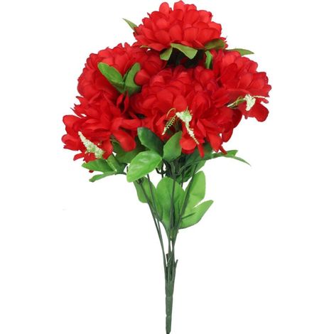 Strauß aus 8 Chrysanthemen mit rotem Schleierkraut (1/2)