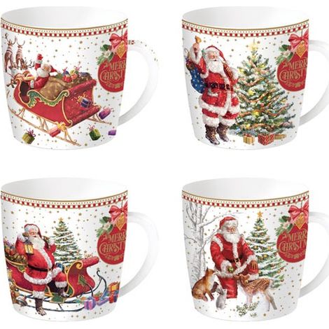 Mugs En Porcelaine Fine - Boite Metal / 4 Designs Christmas Memories - Pozzi Milano Spa (1/2)