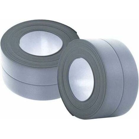 (2 pièces gris)Plinthe souple - Bande d'extrémité pour cuisine et salle de bain 22 mm 3,2 m, joint auto-adhésif, bande pliante flexible, joint d'étanchéité, anthracite (1/4)