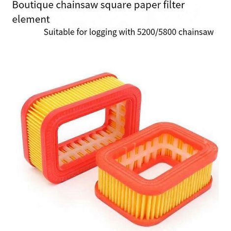 Filtre à air pour tronçonneuse 5800 (compatible avec les modèles essence 5200 et 5800, 52 et 58 cm³). Pièce de rechange pour tronçonneuse 52, petite et carrée. (1/5)