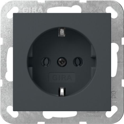 Gira SCHUKO-Steckd. o.Kr. System 55 Anthrazit [446628], 4466 28