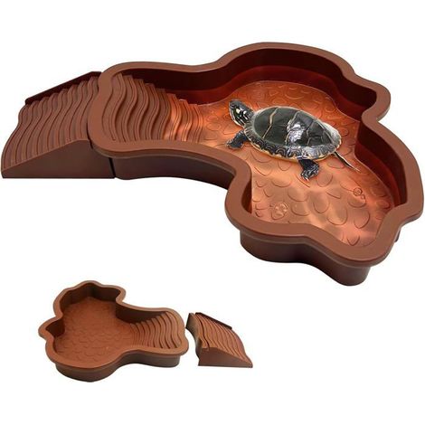 Plat d'eau Bassin pour Tortue De Piscine avec Rampe, Abreuvoir Tortue Terrestre, 35x28,5x4,3cm, Terrarium Tortue Terrestre (1/5)