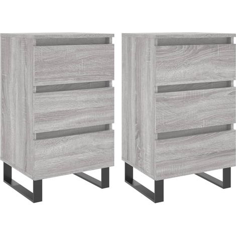 Maison Exclusive - Comodini 2pz Grigio Sonoma 40x35x69 cm in Legno Multistrato