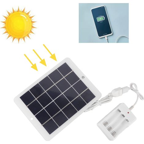 Chargeur de batterie externe pour téléphone portable avec panneau solaire 3W 5V et 3 piles AA (1/5)