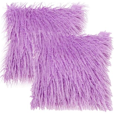 Lot de 2 coussins décoratifs en peluche douce, housses de coussin en laine polaire, oreillers carrés lavande, 45x45 cm, pour canapé et chambre (1/5)